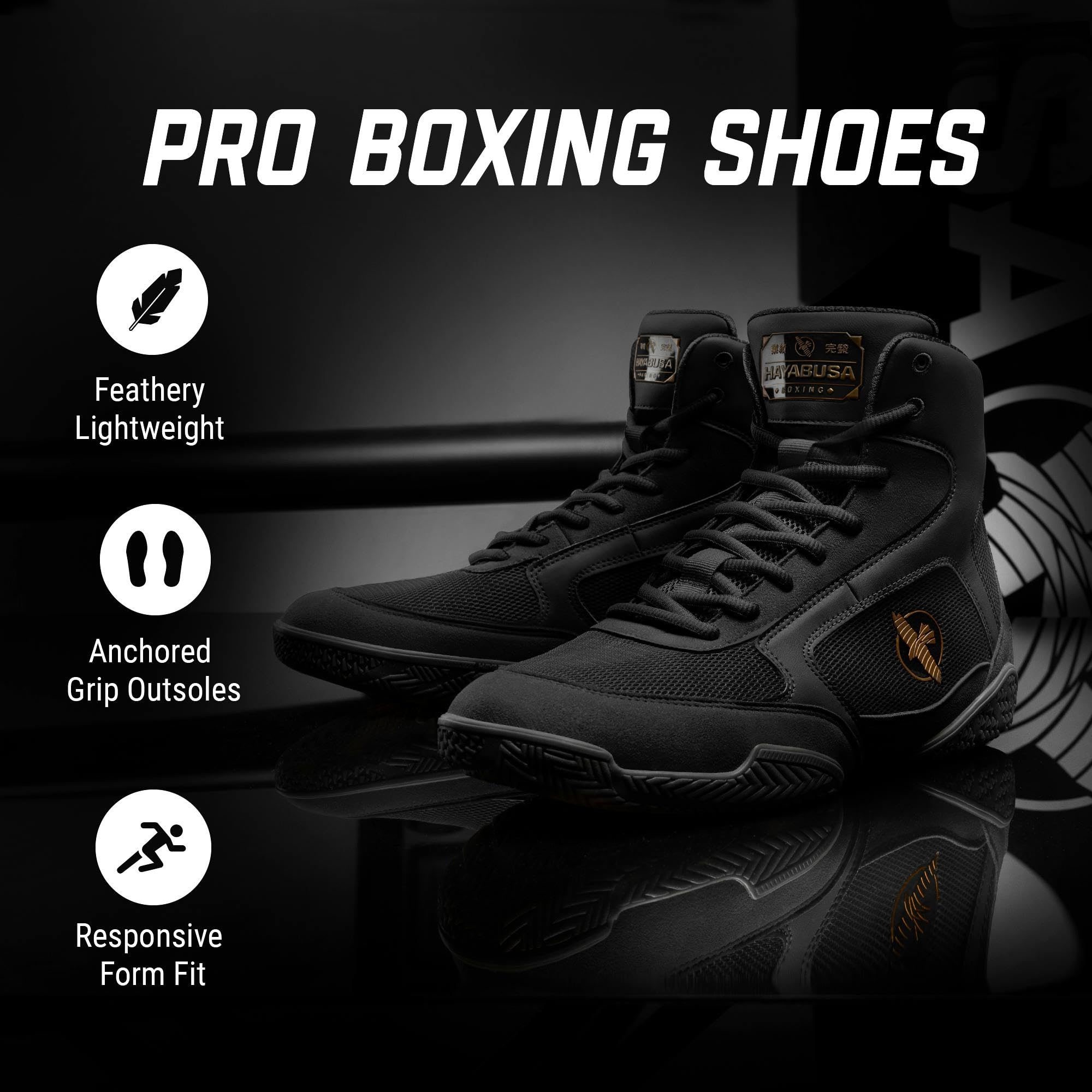 Hayabusa Pro Boxing Shoes for Men & Women - Lightweight & Breathable Training Footwear for Boxing, MMA & Kickboxing - Perfect for Gym, Sparring & Competition