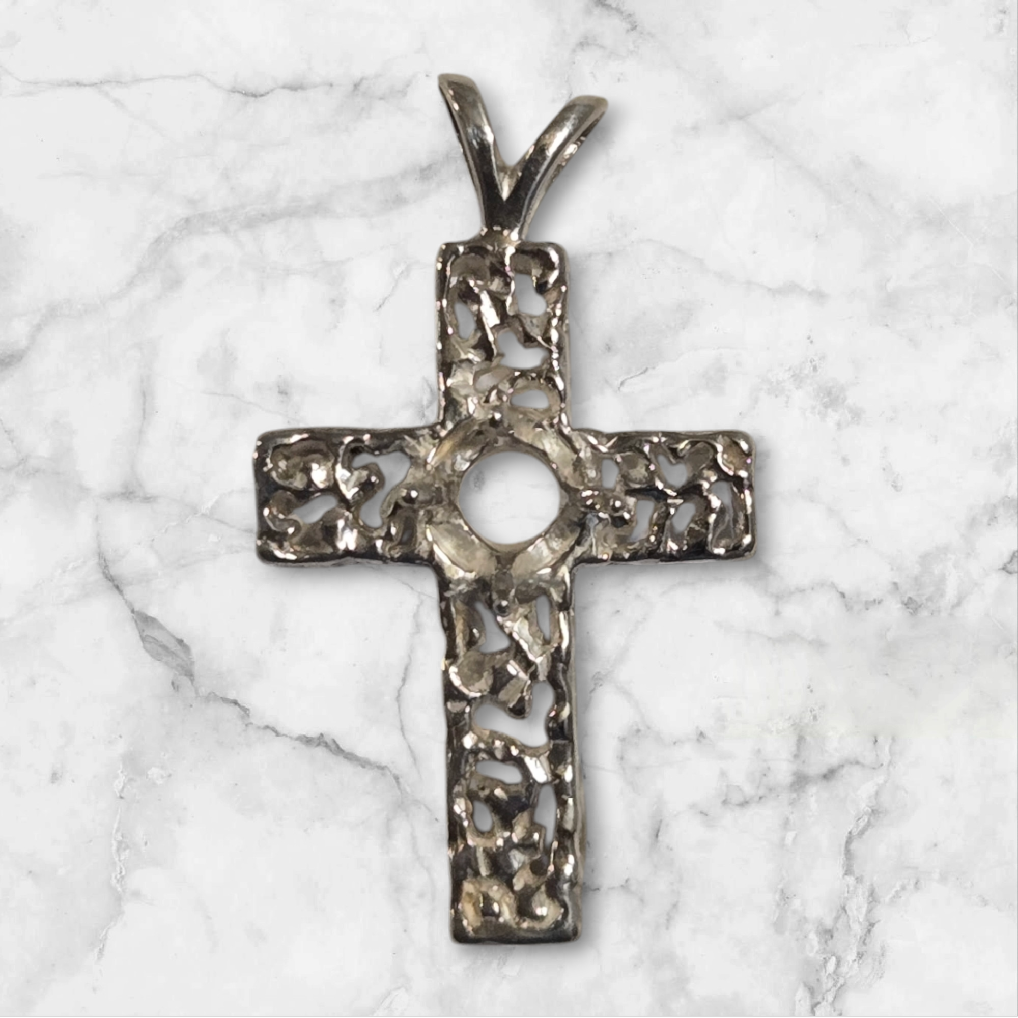 Solid Sterling Silver or 14kt Gold 3-6mm Round Freeform Cross Pendant Setting - Handmade in USA (161740/141740) - Perfect for Necklaces, Jewelry Making & Religious Gifts