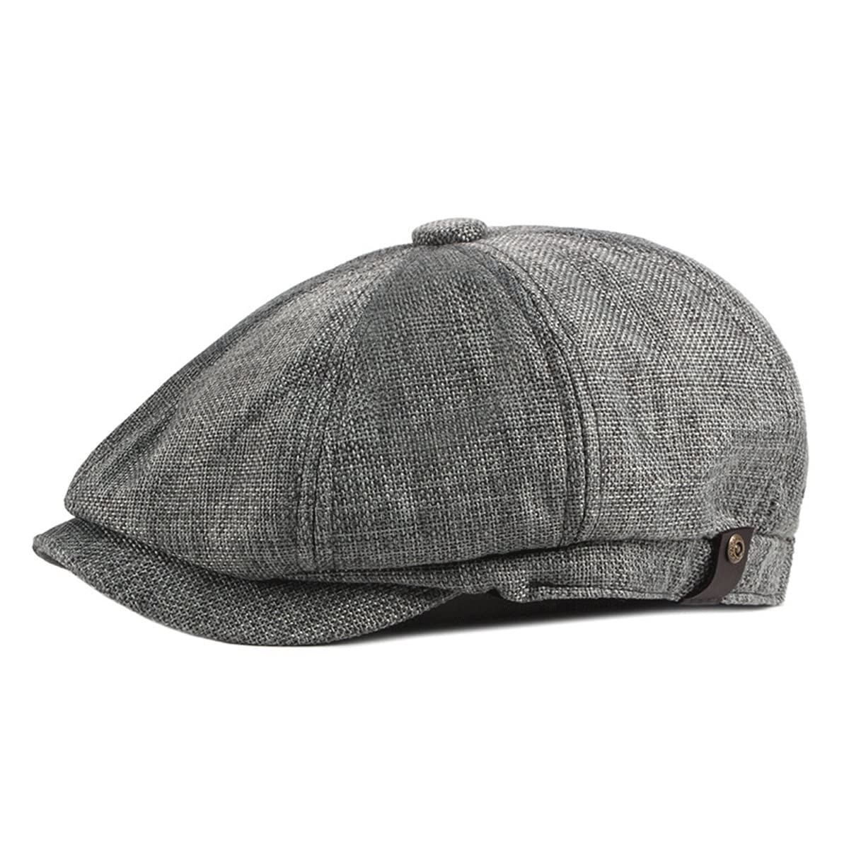 Feilo Newsboy Cap for Men - British Herringbone Flat Cap, Retro Eight-Panel Hat, Breathable Octagonal Summer Hat (Size: 56-59cm, Color: Brown) - Perfect for Casual Outfits, Vintage Style & Outdoor Activities