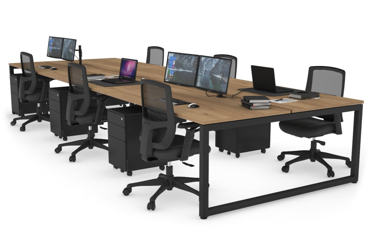 Quadro Loop Legs 6-Person Office Workstation Desk - 1800L x 800W with Cable Management | Modern Collaborative Workspace Solution for Team Projects & Open Office Layouts