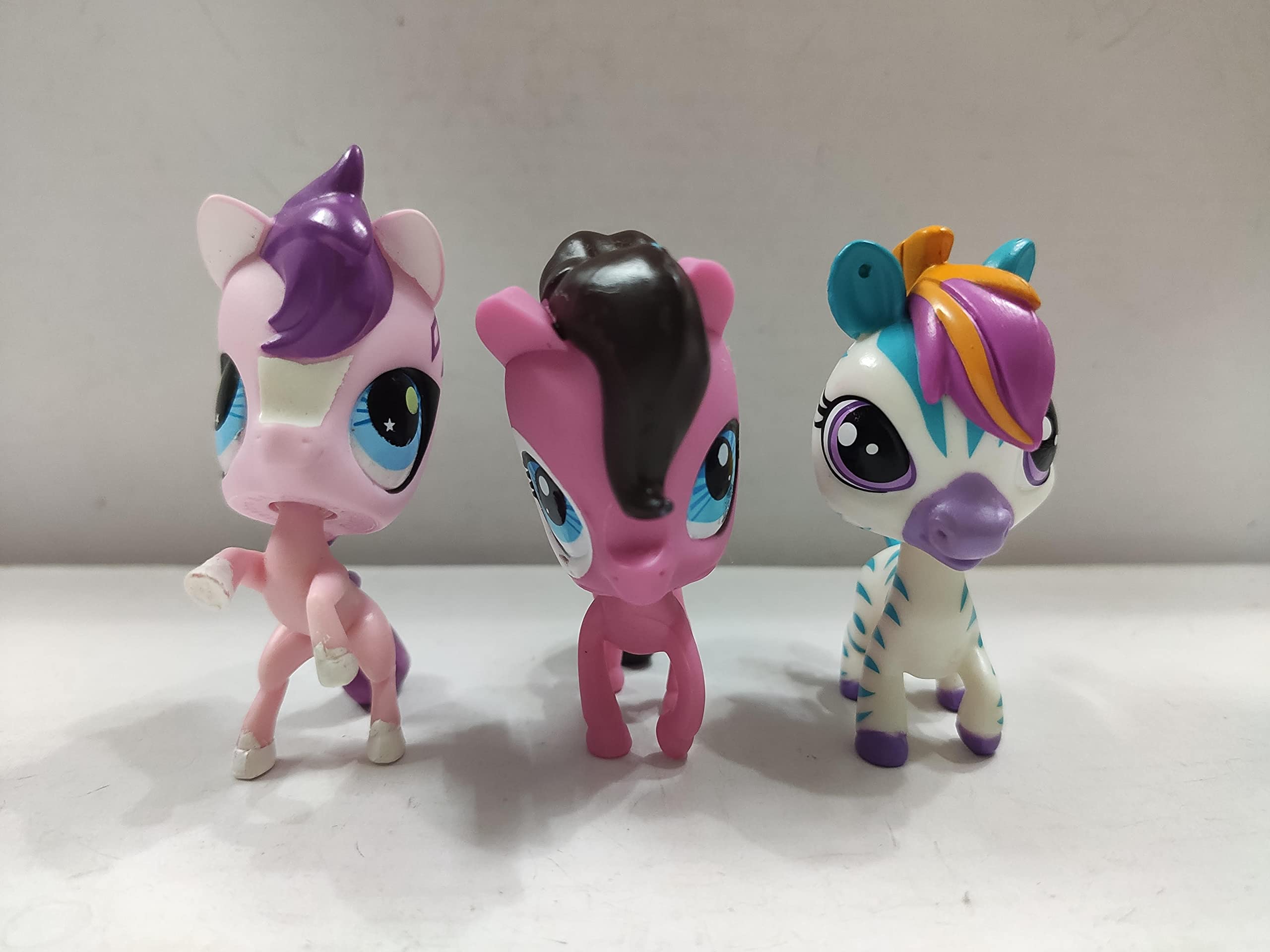 3-Piece Littlest Pet Shop LPS Brown Cream Horse Pony Figure Toy Set - Rare Collectible Gift for Kids | Perfect for Playtime, Birthday Presents & Pet Lovers