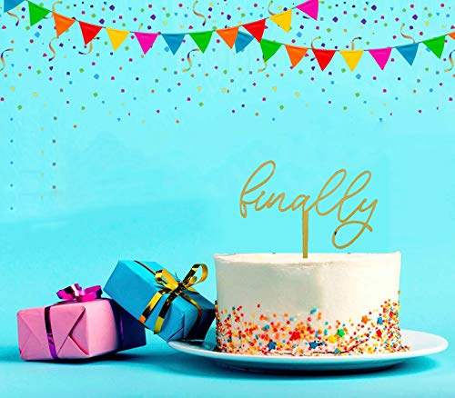 Rustic Wooden Finally Cake Topper - Wedding, Bridal Shower & Congratulations Cake Decoration - Handmade DIY Cake Topper for Wedding Cakes, Anniversary Cakes & Special Occasions