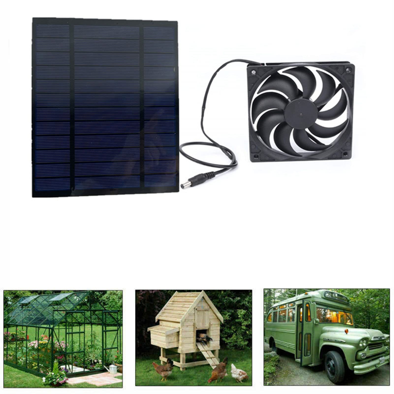 Solar Powered Exhaust Fan 10W 12V 2A - Waterproof Wall Mount Ventilation Fan with Dual Cooling Fans - Portable Solar Panel Fan Kit for Chicken Coop, Greenhouse, Dog House, RV, Shed & Home Ventilation