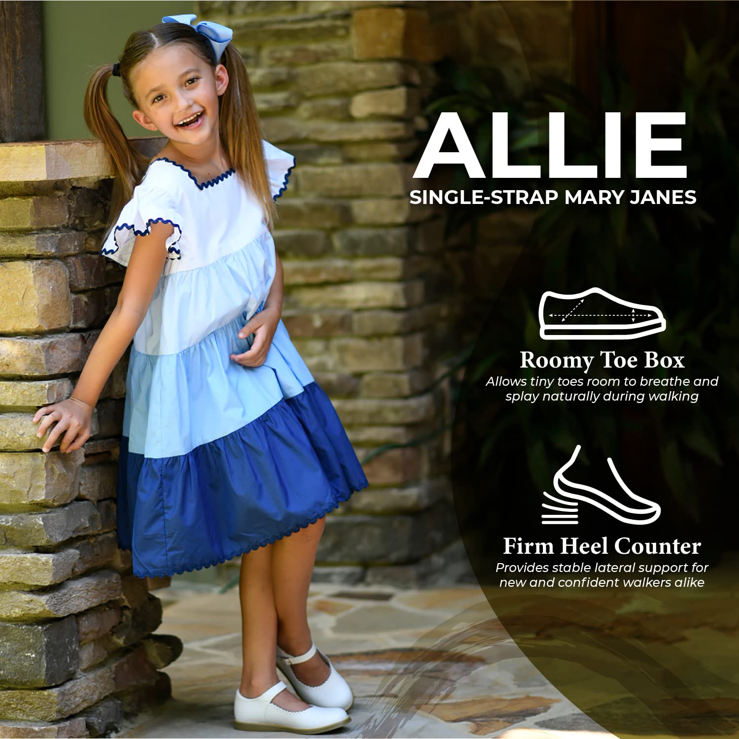 FOOTMATES Baby-Girl's Allie Mary Jane Flat Shoes - Infant/Toddler/Little Kid Sizes | Comfortable & Stylish for School, Parties & Everyday Wear