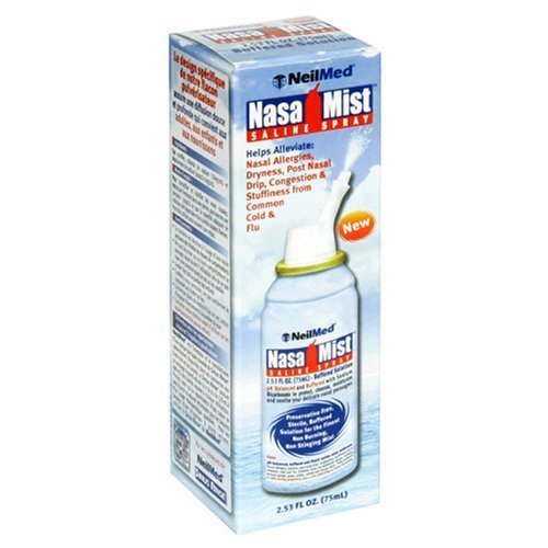 NeilMed NasaMist Saline Nasal Spray - 2.53 fl oz (75ml) for Sinus Relief, Allergies & Dry Nose - Perfect for Travel, Home & Office Use