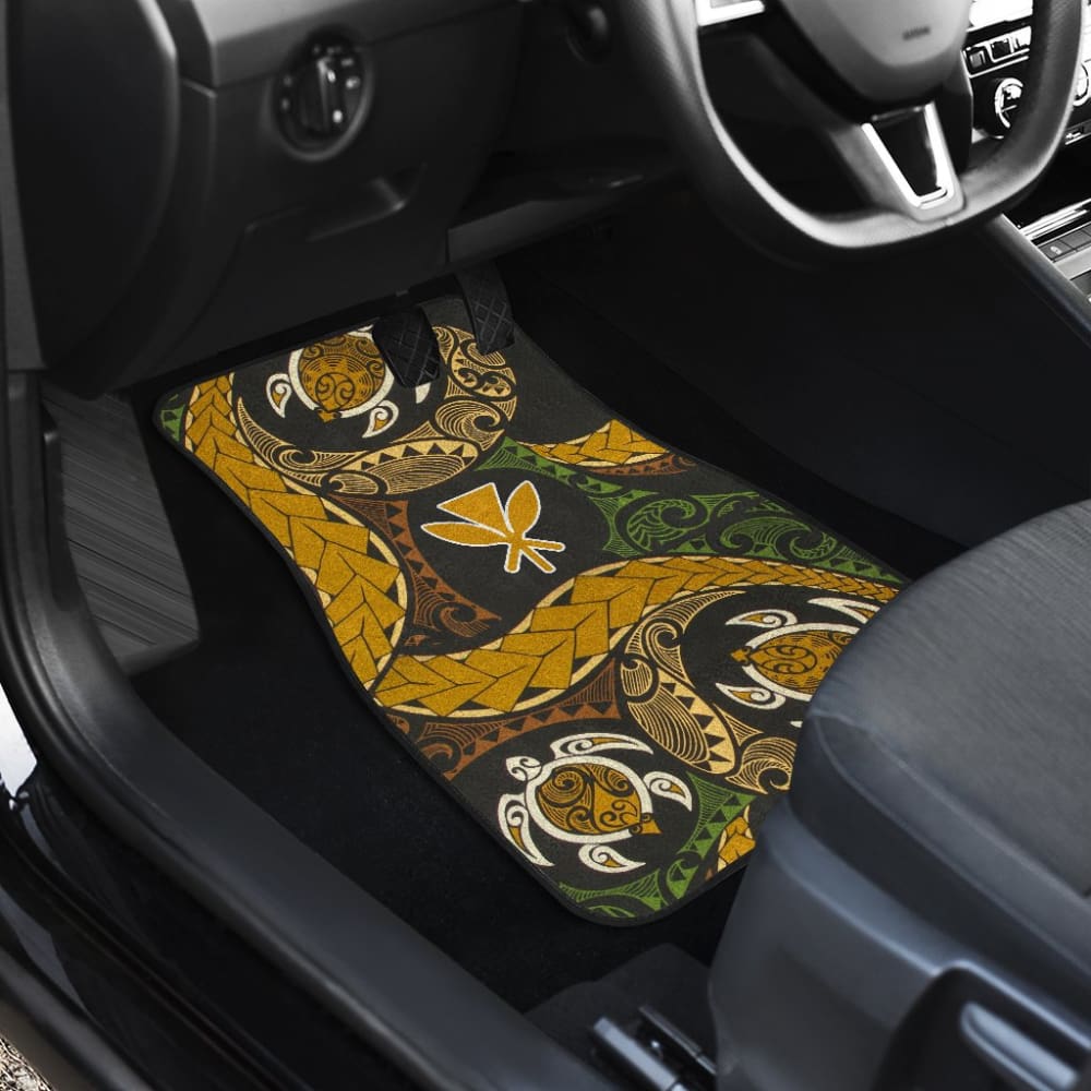 Premium Hawaiian Kanaka Maoli Polynesian Turtle Design Car Floor Mats - Non-Slip, All-Weather Protection for SUVs, Trucks & Sedans - Perfect for Beach Trips, Road Adventures & Cultural Enthusiasts
