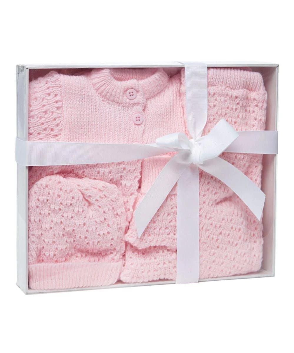 Soft 4-Piece Knit Baby Gift Set for Newborns - Perfect for Baby Showers, Christenings & Photo Shoots