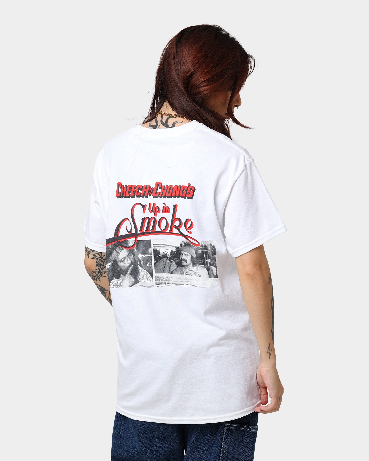 American Thrift X 420 Up In Smoke Graphic T-Shirt - White Cotton Tee for Stoner Culture & Cannabis Enthusiasts - Perfect for 420 Celebrations, Music Festivals, and Casual Wear
