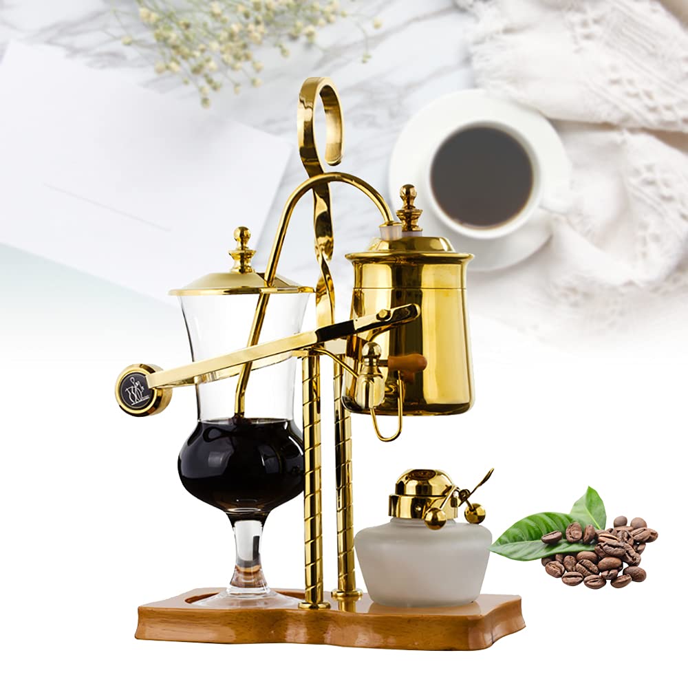 Premium Belgian Balance Siphon Coffee Maker - Commercial Grade 4-5 Cup Gold Retro Brewer for Home & Cafe Use | Perfect for Entertaining, Coffee Shops & Vintage Kitchen Decor