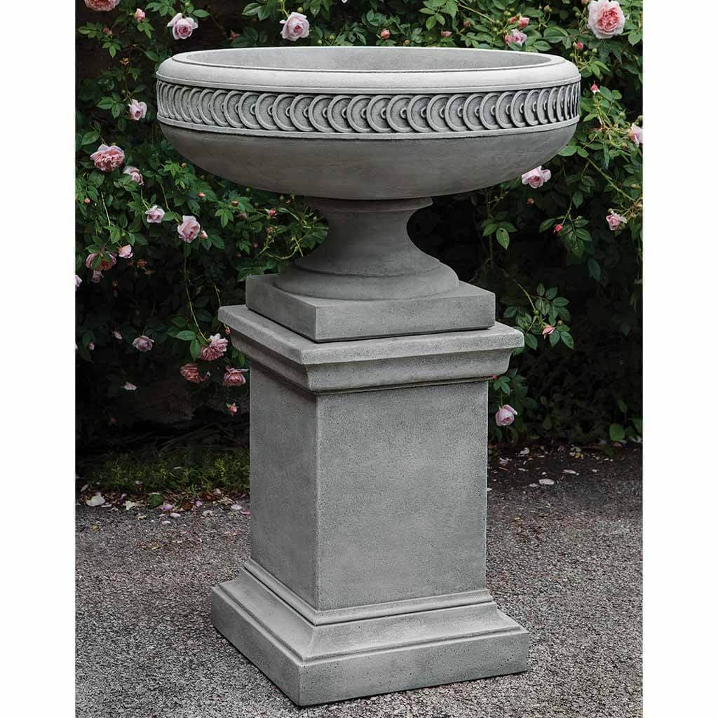 Campania International Chatham Urn with Greenwich Pedestal - Elegant Garden Urn for Outdoor Decor, Patio, Lawn & Cemetery Memorial