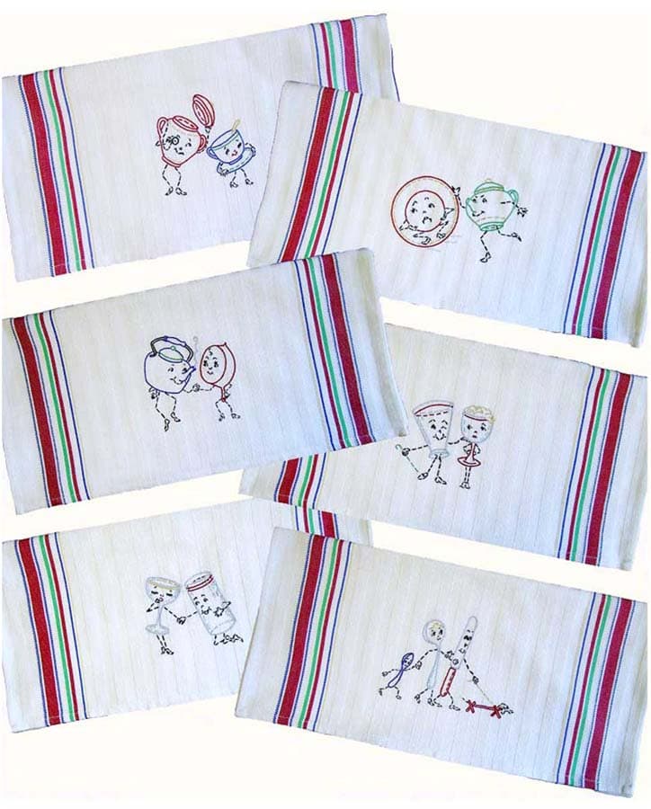 Vintage Embroidery Iron On Transfers - Kitchen Themed DIY Patches for Aprons, Towels & Home Decor - Perfect for Sewing, Crafting & Personalized Gifts
