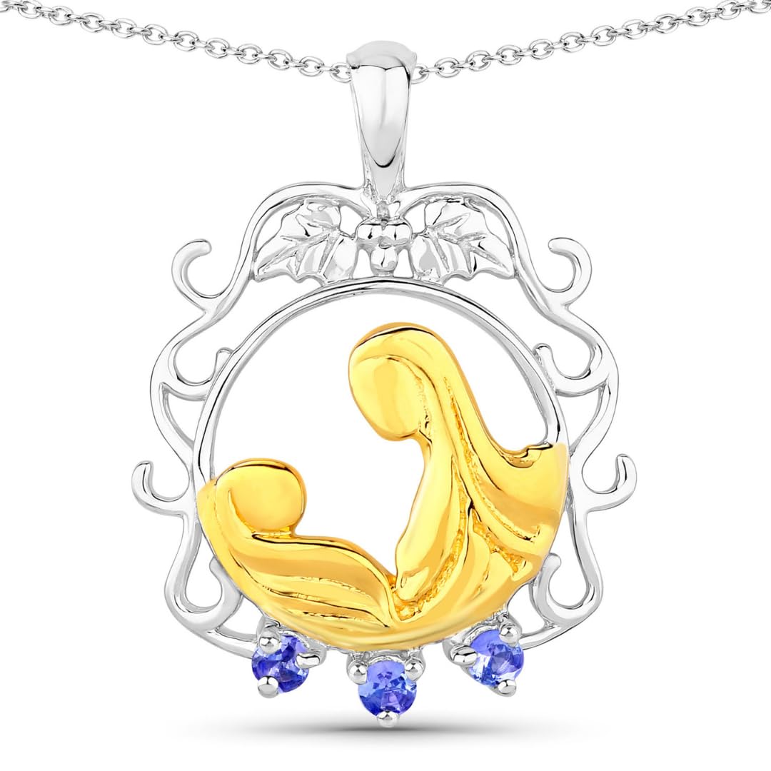 Genuine Tanzanite Mother's Pendant Necklace - Elegant Jewelry Gift for Mom, Birthday, Anniversary & Special Occasions