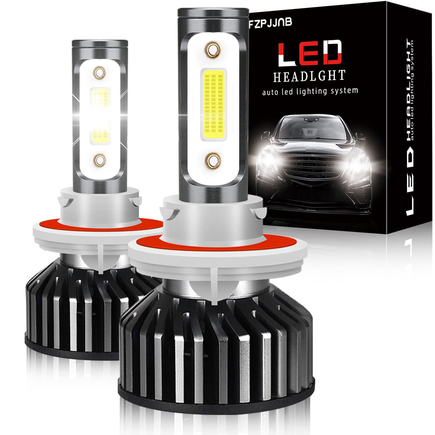 **FZPJJNB LED Headlight Bulbs H13/9008 for Ford F-150 (2004-2014) – High/Low Beam, 6000K Cool White, 50,000+ Hour Lifespan, Plug & Play Conversion Kit with Cooling Fan – Pack of 2 – Perfect for Night Driving & Off-Road Adventures**