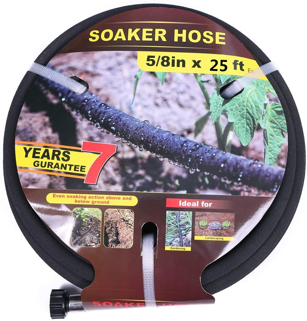 25ft Soaker Hose - Lead-Free, Saves 70% Water - Perfect for Garden, Flower Beds & Lawn Irrigation (5/8 Inch) - Efficient Water Delivery for Plants, Vegetables & Landscaping