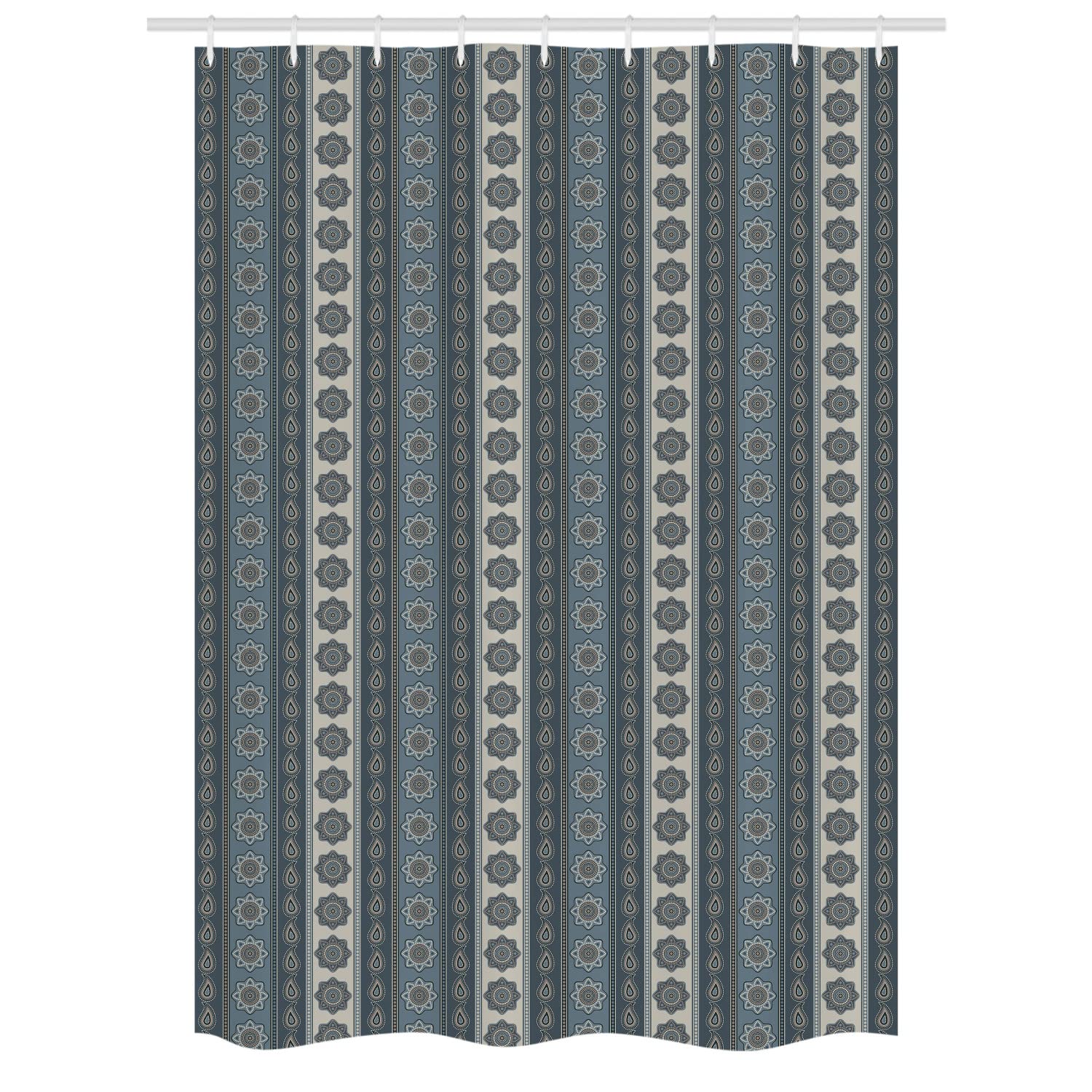 Ambesonne Mandala Shower Curtain - Paisley & Round Motifs Southwestern Inspired Native Culture Bathroom Decor, 54x78 Inches Grey Tan Beige - Waterproof Fabric Set with Hooks for Spa, Yoga Studio or Boho Chic Home