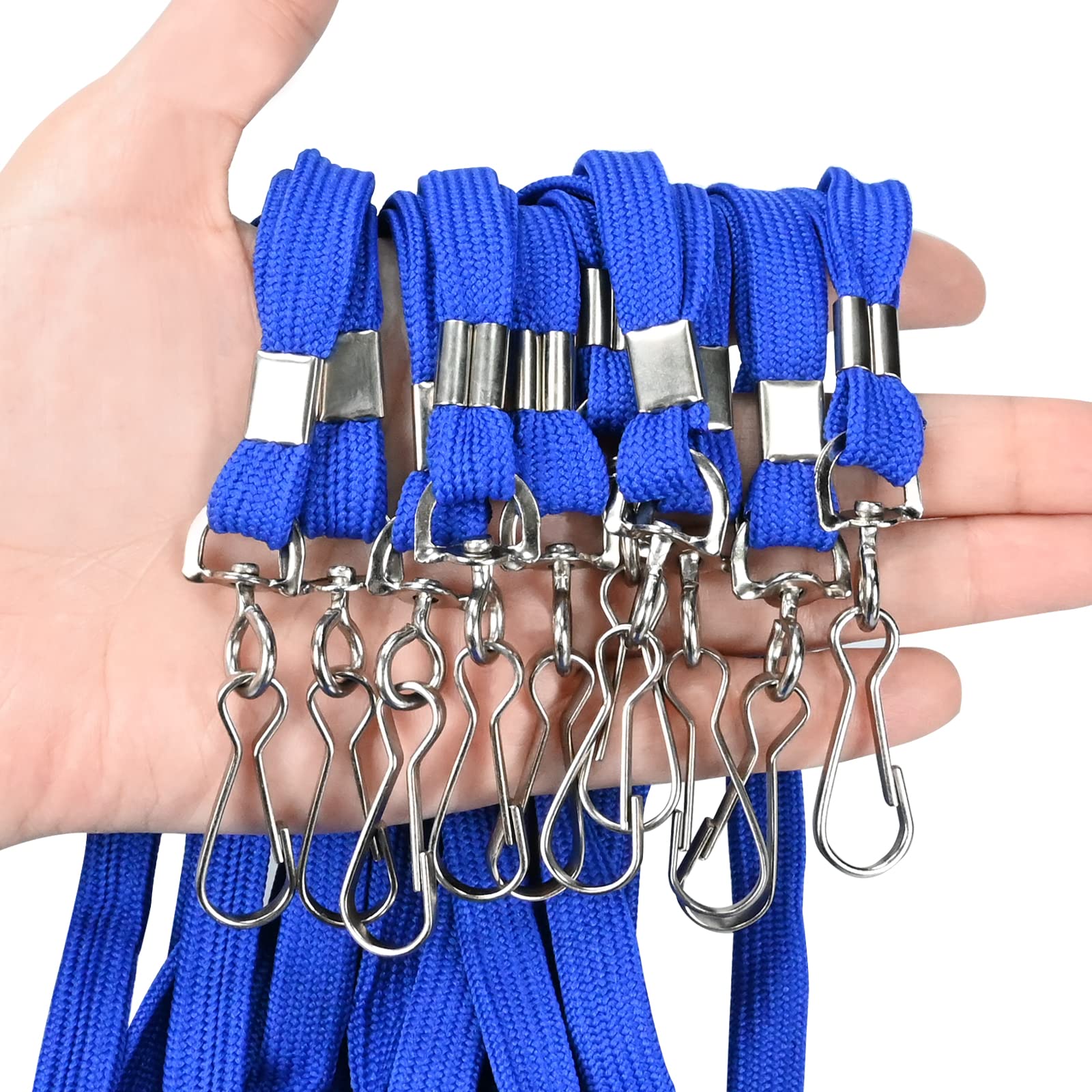 100Pcs Blue ID Badge Lanyards with Swivel Hook - Durable & Comfortable Neck Straps for Office & Events