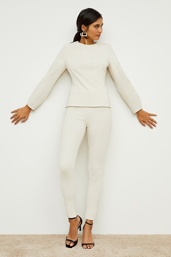 Stella Women's High Waisted Leggings - Washable Ponte Fabric with Pearl Sheen | Perfect for Yoga, Workout & Everyday Wear