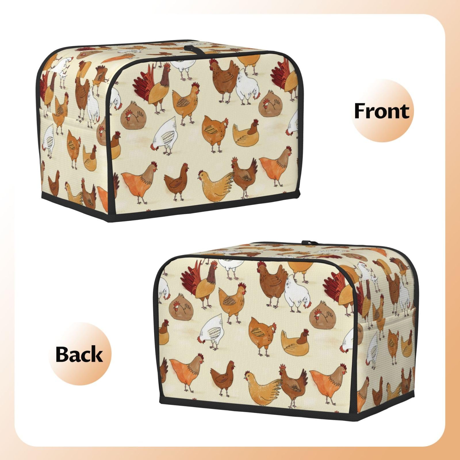 Quilted Polyester Toaster Cover with Pockets - 2 Slice Dust-Proof Kitchen Appliance Protector for Toasters & Small Microwaves | Perfect Women's Gift for Home & Kitchen Decor