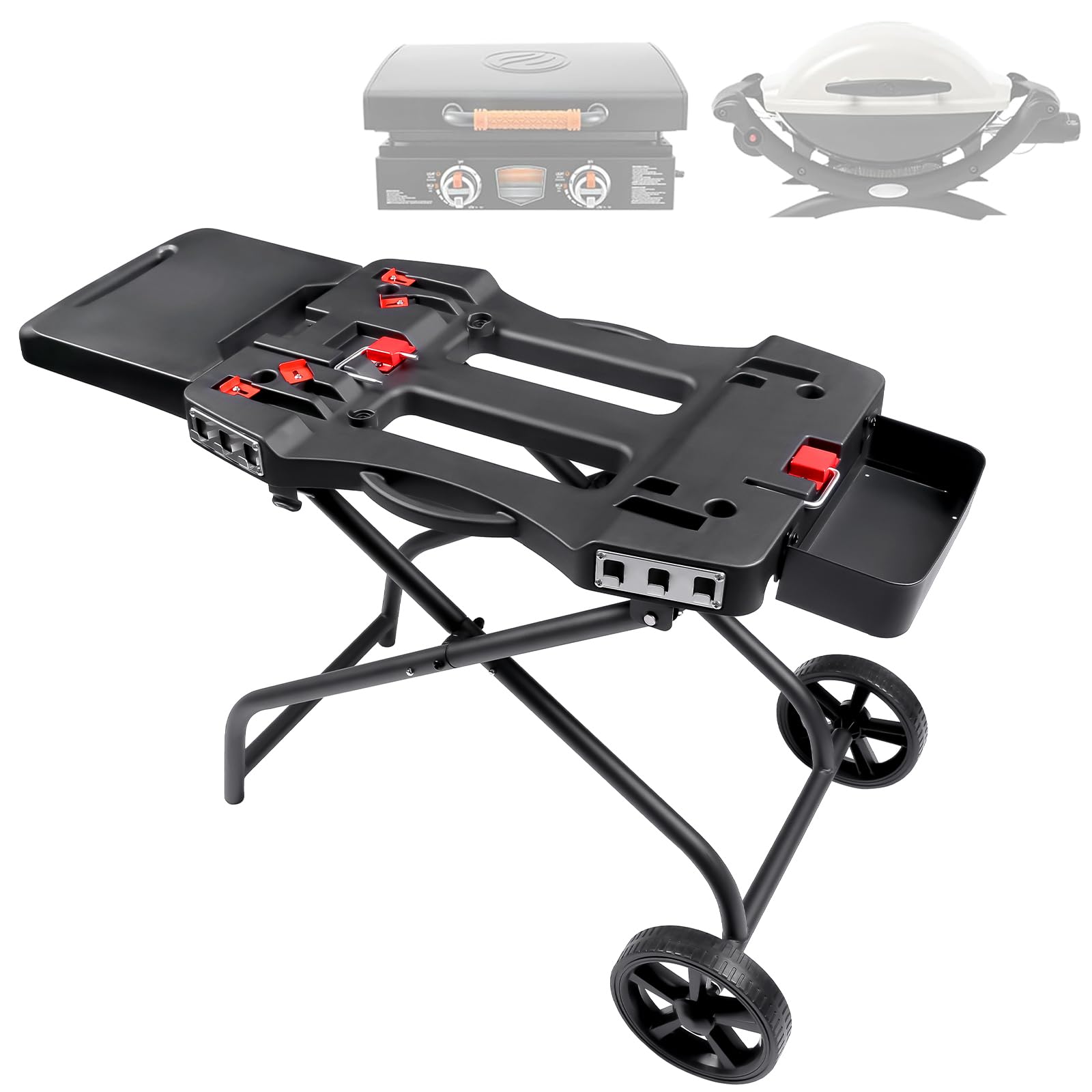 Portable Grill Cart for Weber Q1200, Q1000, Q2200, Q2000 | Collapsible Griddle Stand for Blackstone 17