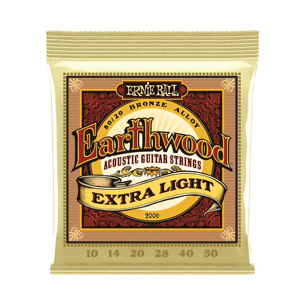 Ernie Ball Earthwood 80/20 Bronze Acoustic Guitar Strings - 10-50 Gauge Set for Warm Tone & Longevity | Perfect for Folk, Country & Fingerstyle Playing