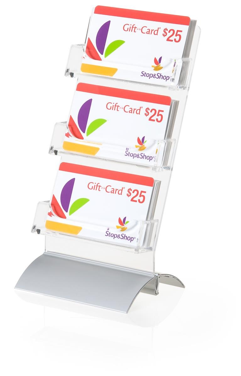 10-Piece Acrylic & Aluminum Business Card Holder Set - 3-Tier Organizer with Silver Base for Office, Retail & Gift Card Display