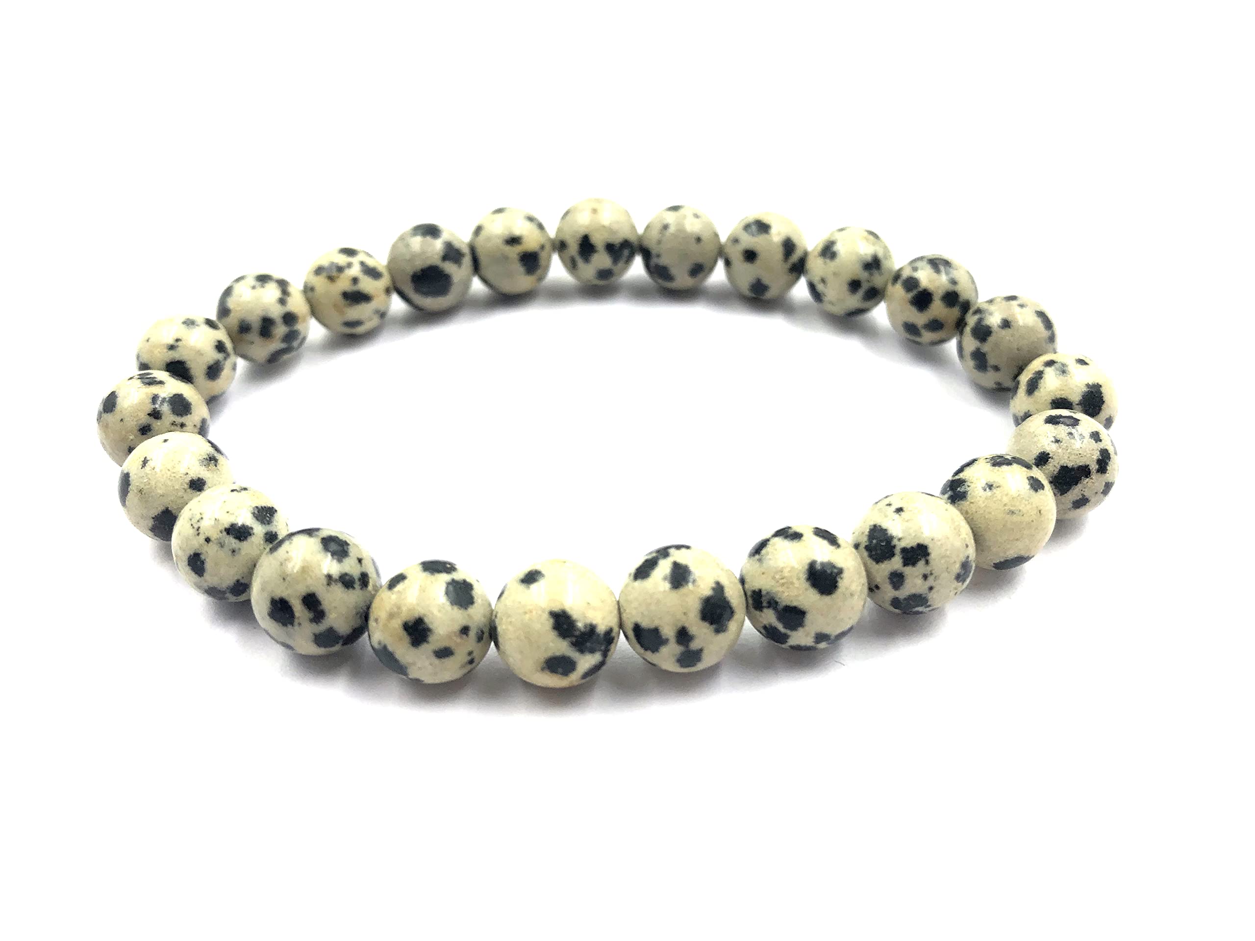 8mm Natural Dalmatian Jasper Stretch Beaded Bracelet for Men & Women - Unisex Gemstone Anxiety Relief Jewelry, Couple Gift for Stress Relief & Positive Energy
