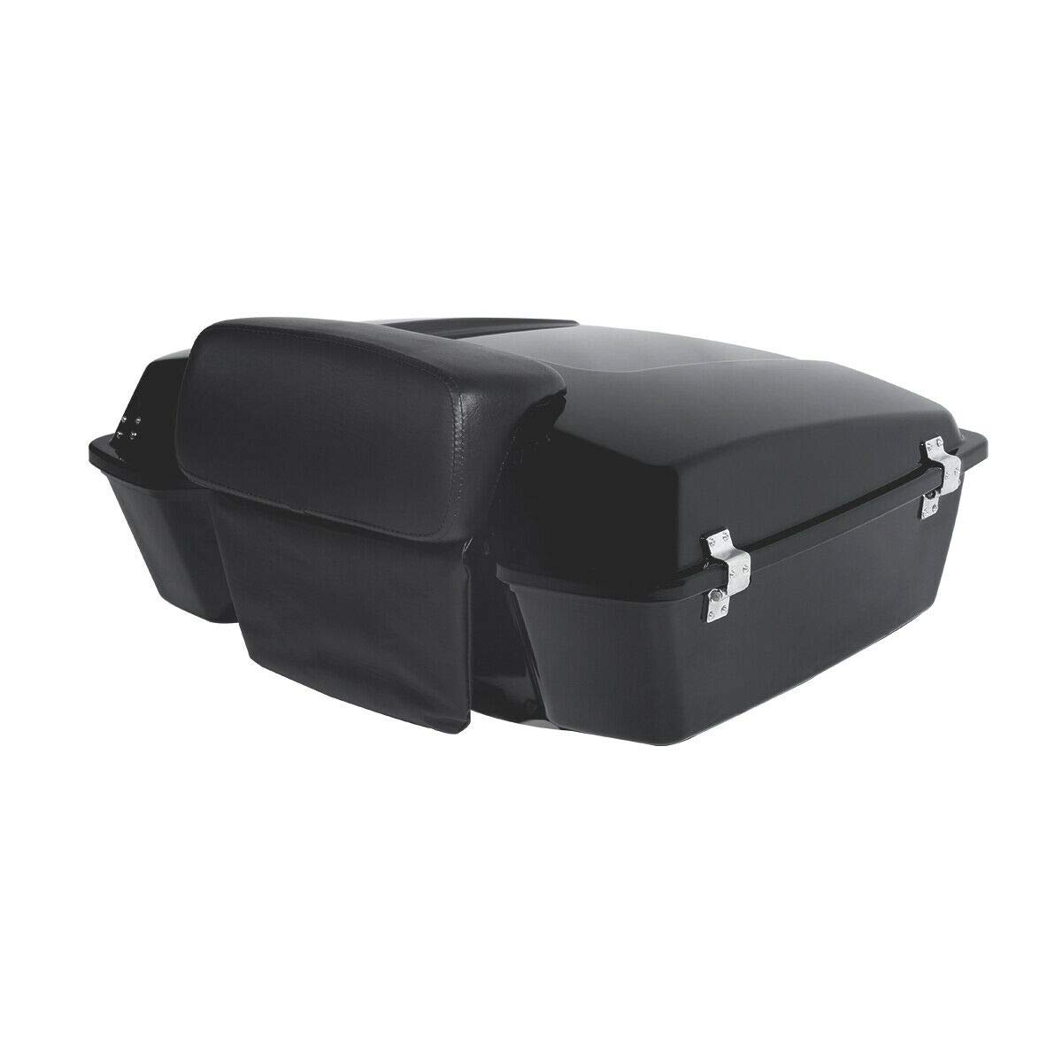 Harley Tour Pack Trunk Mount Rack with Chopped Backrest & Metal Base Plate - Fits Street Glide, Road King, Road Glide, Electra Glide (2009-2013) | Perfect for Long-Distance Touring & Custom Motorcycle Builds