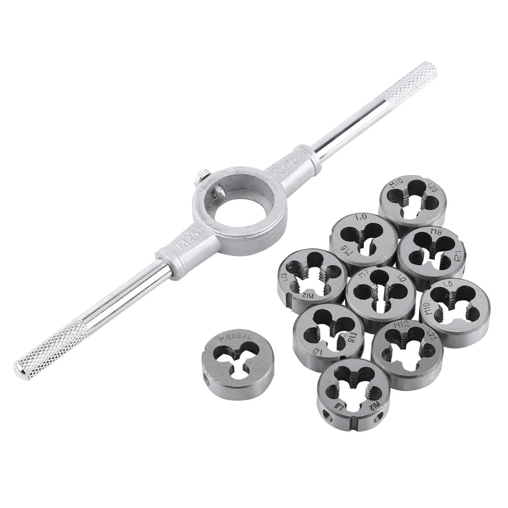 11-Piece Screw Dies Wrench Set - High Carbon Steel External Thread Cutting Kit for Metalworking | DIY Hand Tool for Soft Metals | Perfect for Plumbing, Automotive & Home Repair Projects
