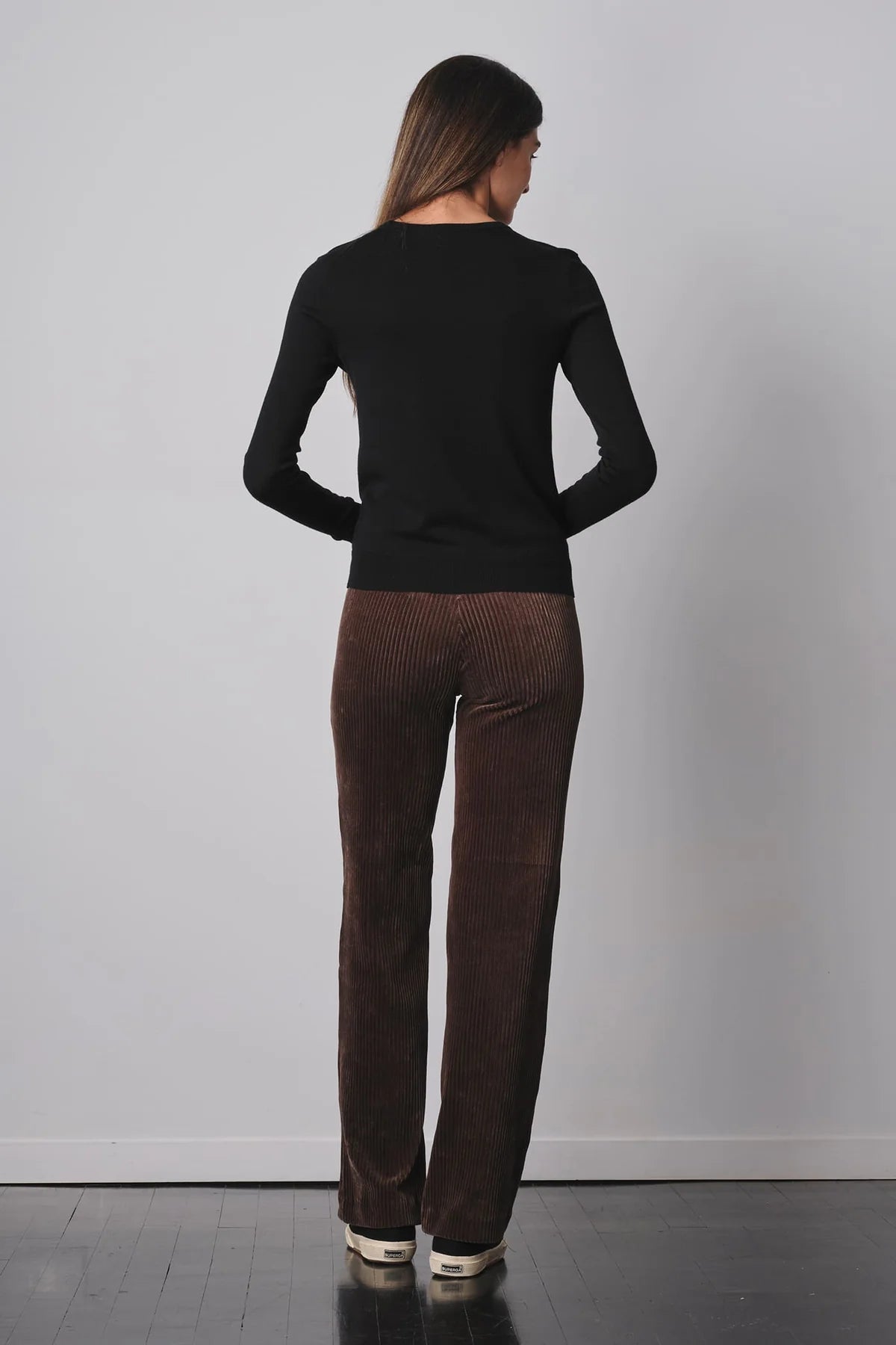 Flavia Women's Corduroy Pants - Soft & Comfortable Moss Green High Waisted Trousers for Casual Wear & Fall Fashion
