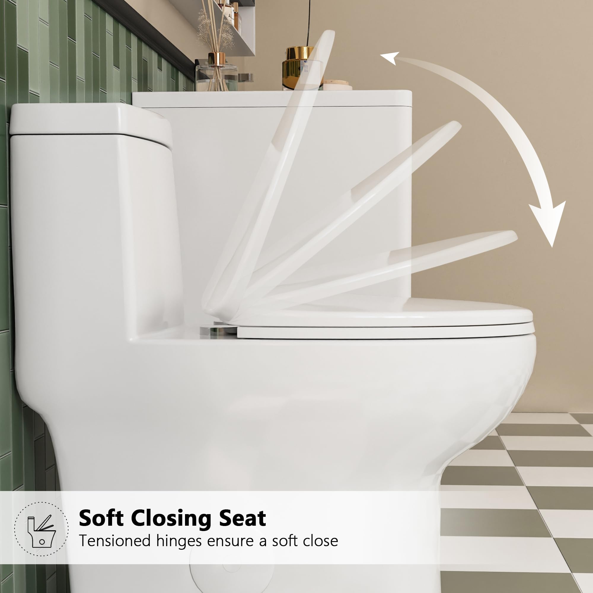 DeerValley DV-1F026R Elongated One Piece Toilet - ADA Compliant Comfort Height, Dual Flush 1.1/1.6 GPF Water Saving, Powerful & Quiet Flushing - Modern Bathroom Toilet with 10