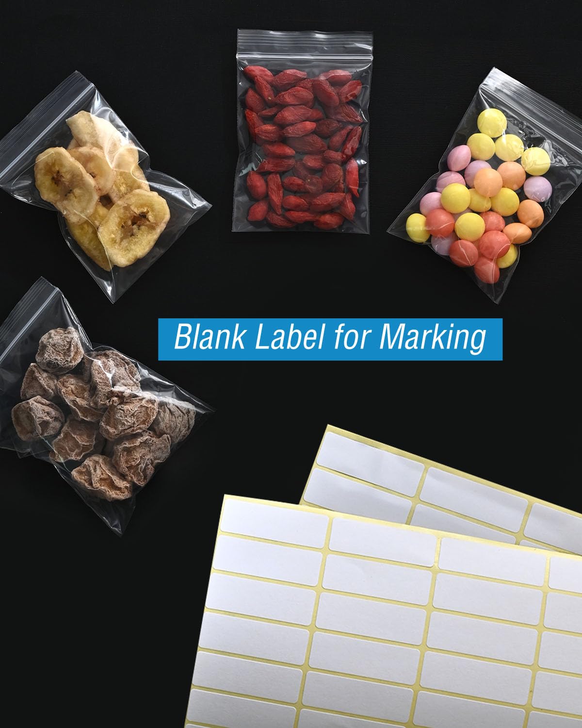 SOTMALTK 500-Pack Small Plastic Resealable Ziplock Bags - 4 Sizes Clear Jewelry Storage Bags for Candy, Pills, Beads & Crafts | Perfect for Organizing, Packaging & DIY Projects