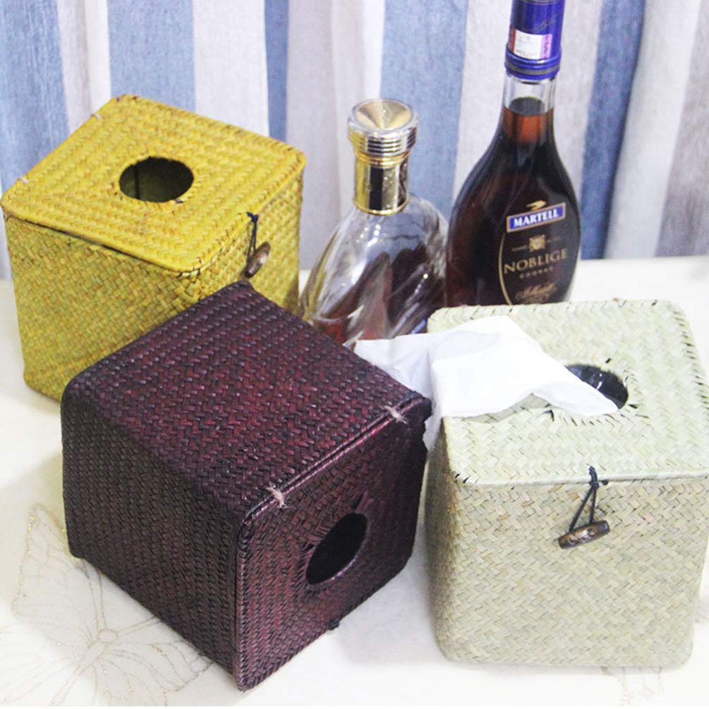 Seagrass Woven Tissue Box Holder - Rattan Decorative Napkin Dispenser for Home & Office | Coffee Table, Bathroom, Living Room Organizer