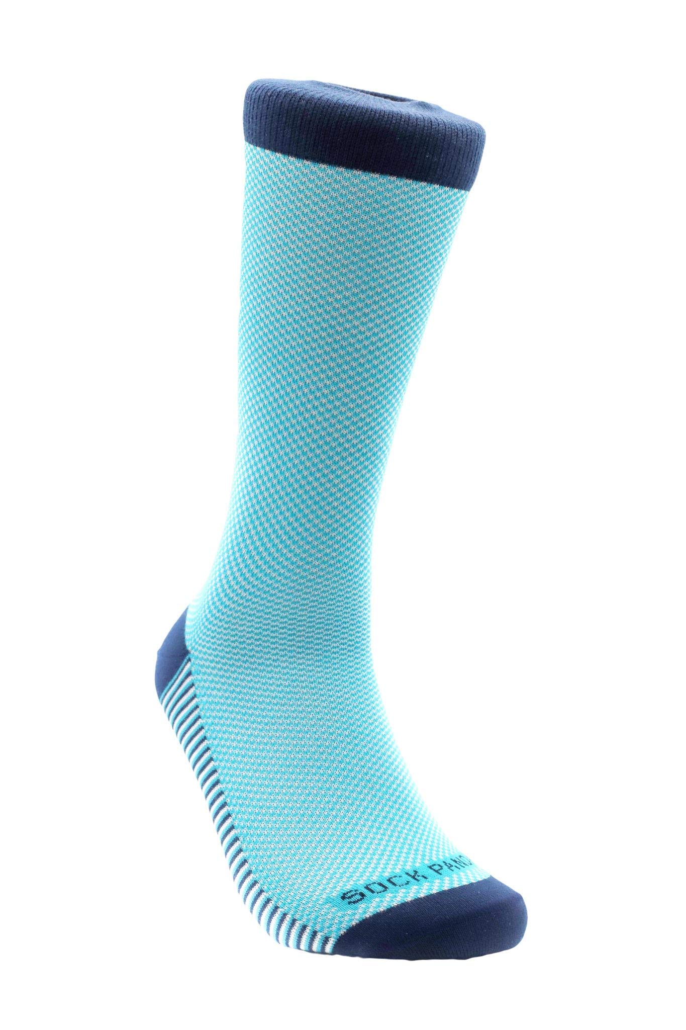 Classic Blue and White Cotton Office Socks for Men - Comfortable Business Casual Dress Socks (Large) - Perfect for Work, Formal Events & Daily Wear