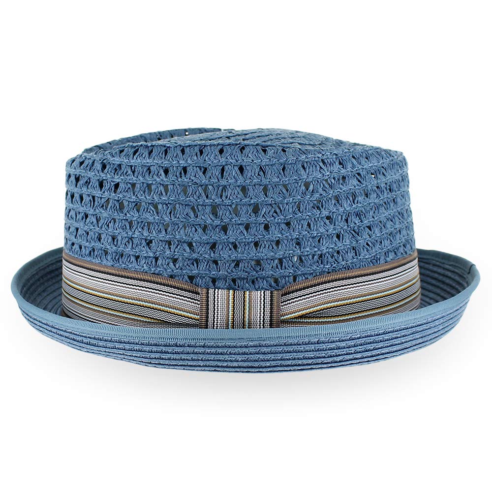 Summer Straw Porkpie Hat for Men & Women - Blue, Tan, Black | Beach & Outdoor