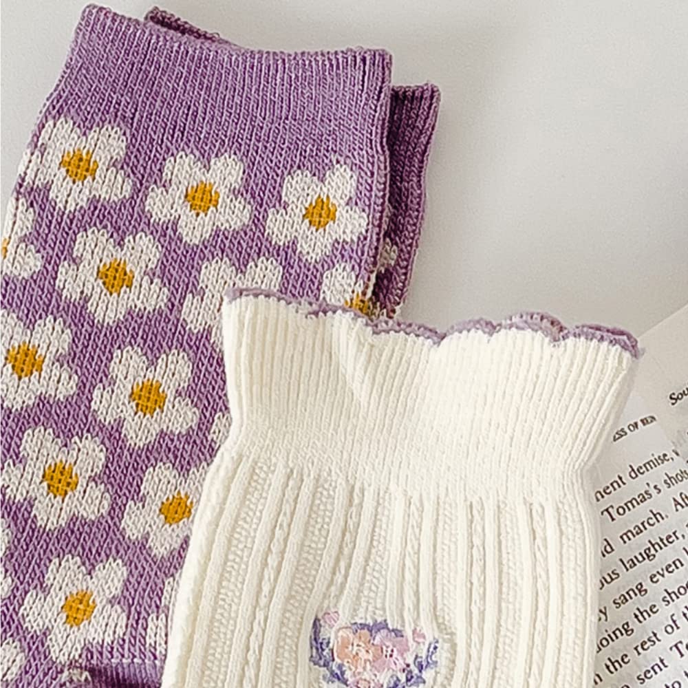 Nigeiyeme Women's 3-Pack Cute Japanese Fashion Crew Socks - Soft, Warm Cotton Socks with Fun Designs for Casual Wear, Work, and Everyday Comfort