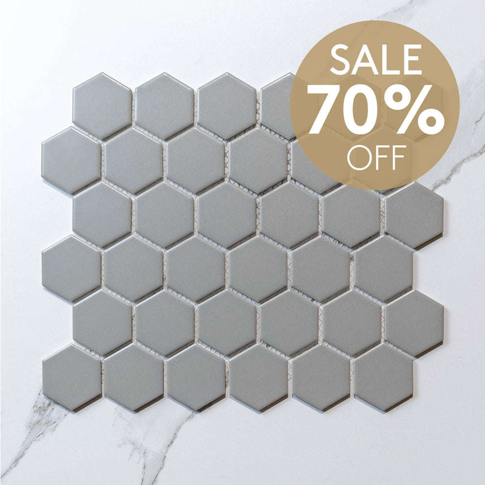 Hexagon Mosaic Tile - Hive M Grey 51x59 Matt Finish (Per Sheet) - Perfect for Kitchen Backsplash, Bathroom Walls & Modern Interior Design