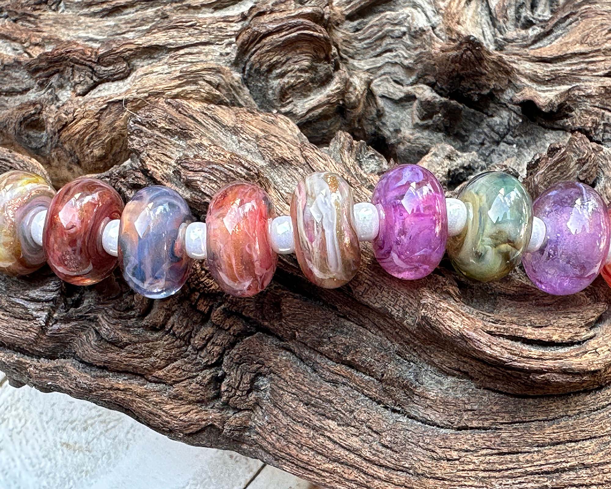20pcs Lavender Purple Lampwork Glass Beads for Jewelry Making, DIY Bracelets & Necklaces - Handmade SRA Art Beads for Crafting, Gifts & Home Decor