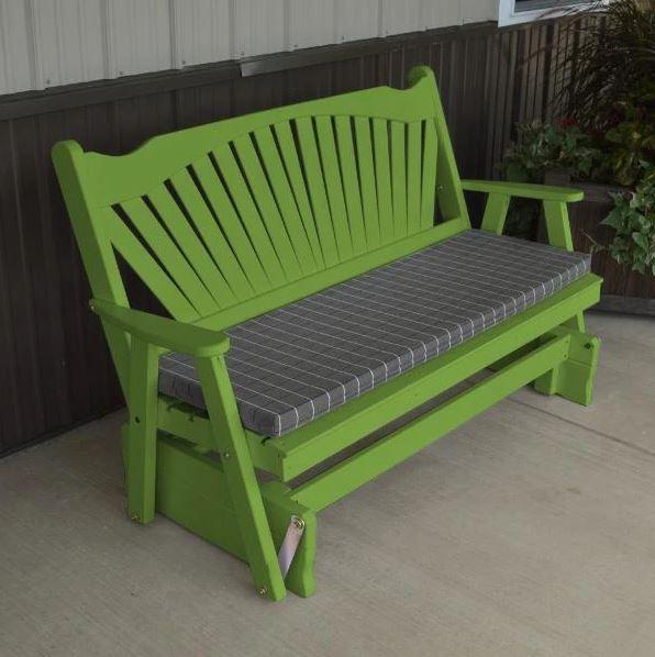 A&L Furniture Yellow Pine Fanback Glider Rocking Chair - Comfortable Wooden Porch Swing for Nursery, Living Room & Outdoor Relaxation