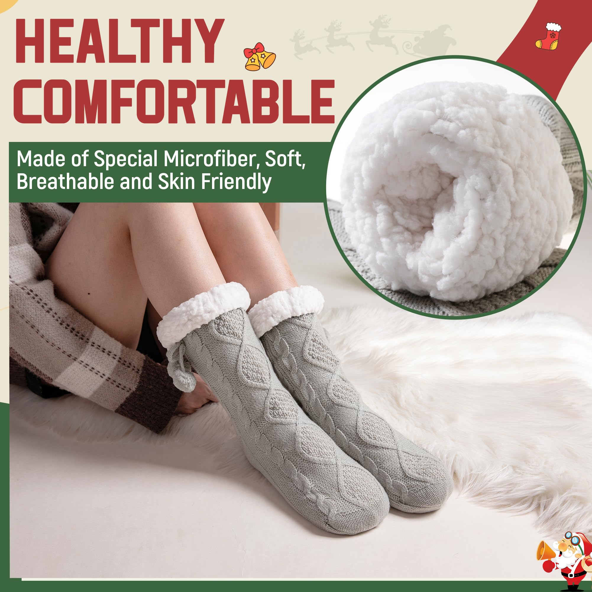 DoSmart Women's Fuzzy Slipper Socks - Winter Thermal Fleece-Lined with Snowflake Design - Cozy Fluffy Warm House Socks for Indoor, Home & Christmas Gifts - Perfect for Lounging, Relaxing and Holiday Comfort
