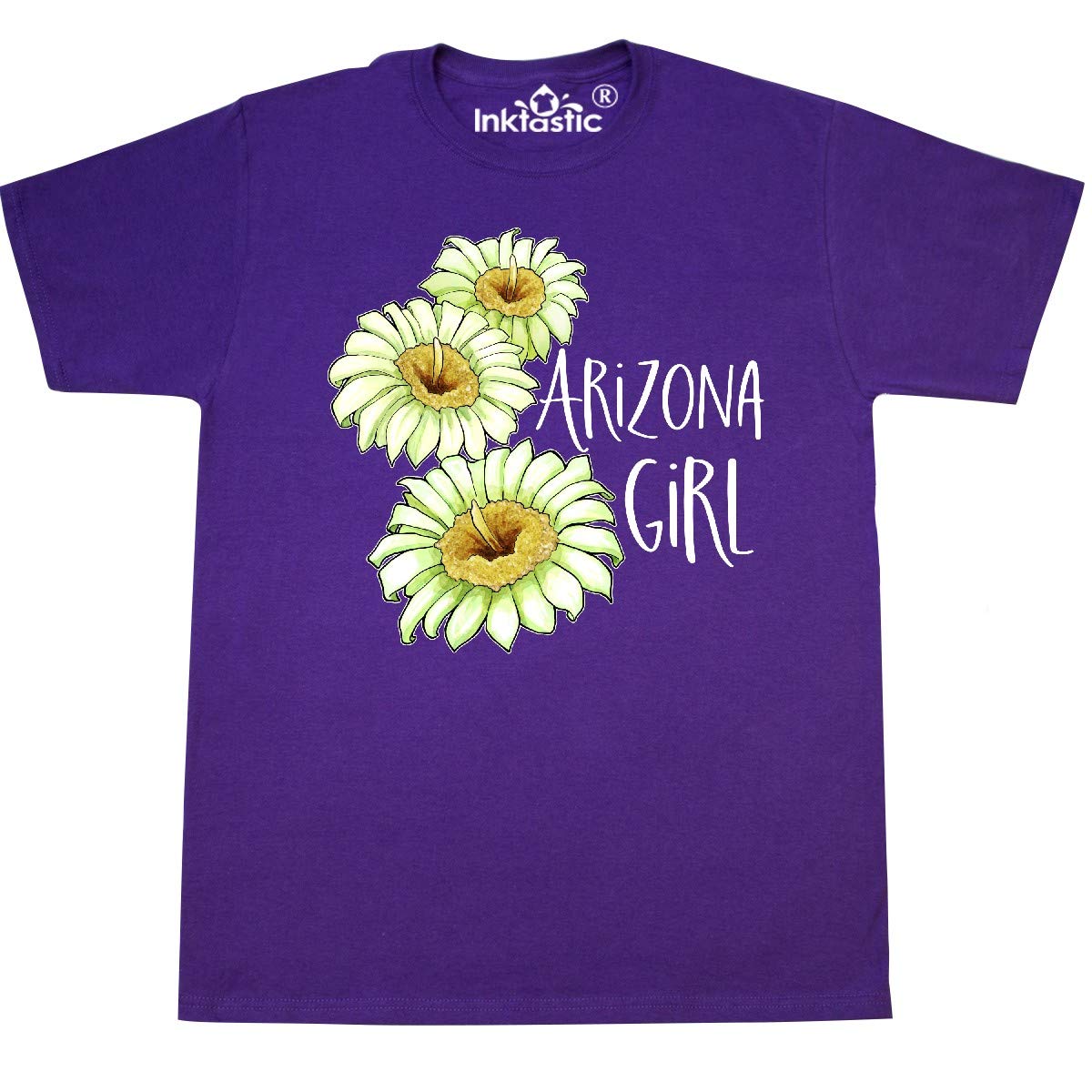 Inktastic Arizona Girl Saguaro Cactus Flowers T-Shirt | Cute Desert Floral Graphic Tee for Women | Perfect for Casual Wear, Road Trips & Southwest Vacations