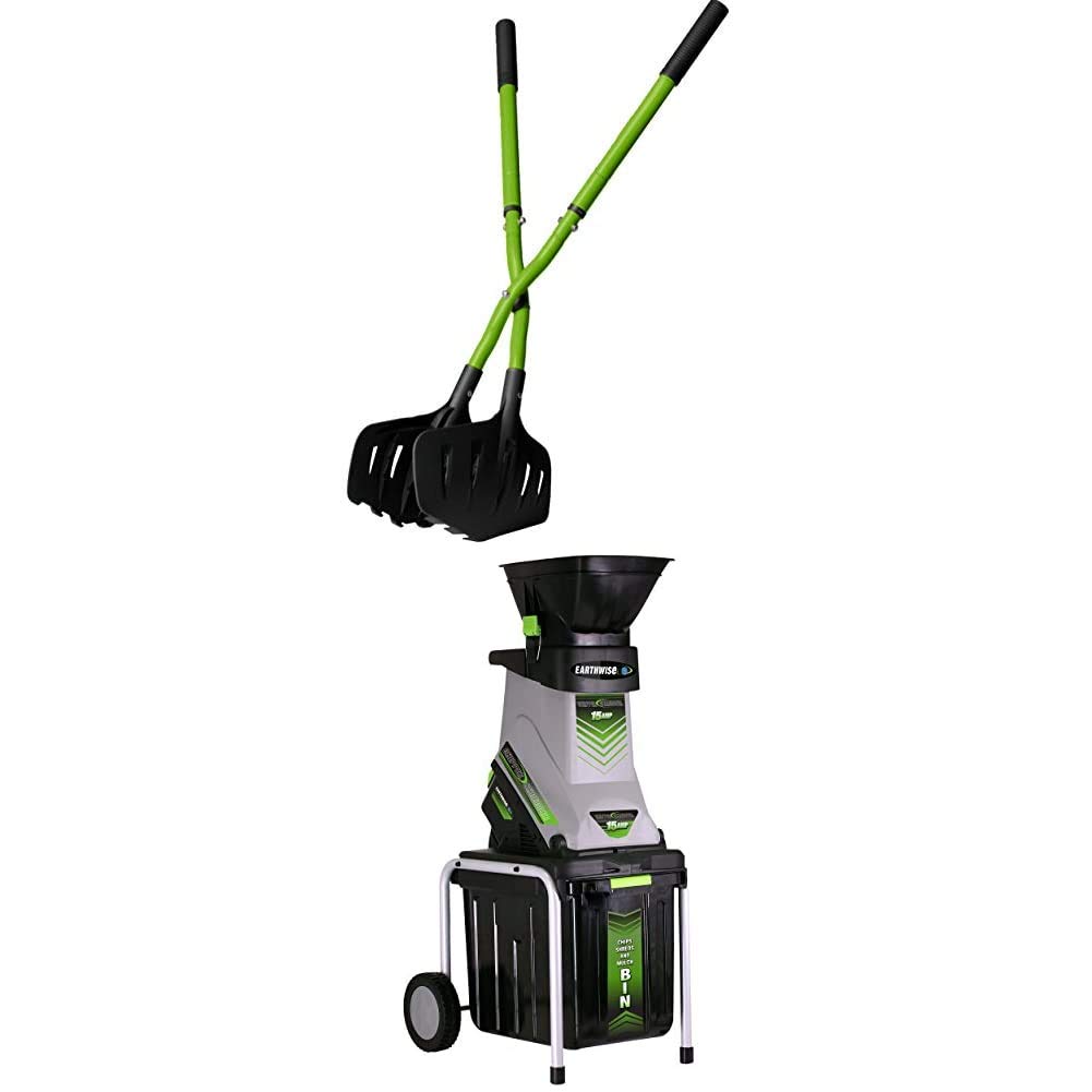 Earthwise 50002 Gator Grabber Leaf Clean-Up Tool & GS70015 15-Amp Corded Chipper/Shredder Bundle - Perfect for Yard Waste Cleanup and Landscaping