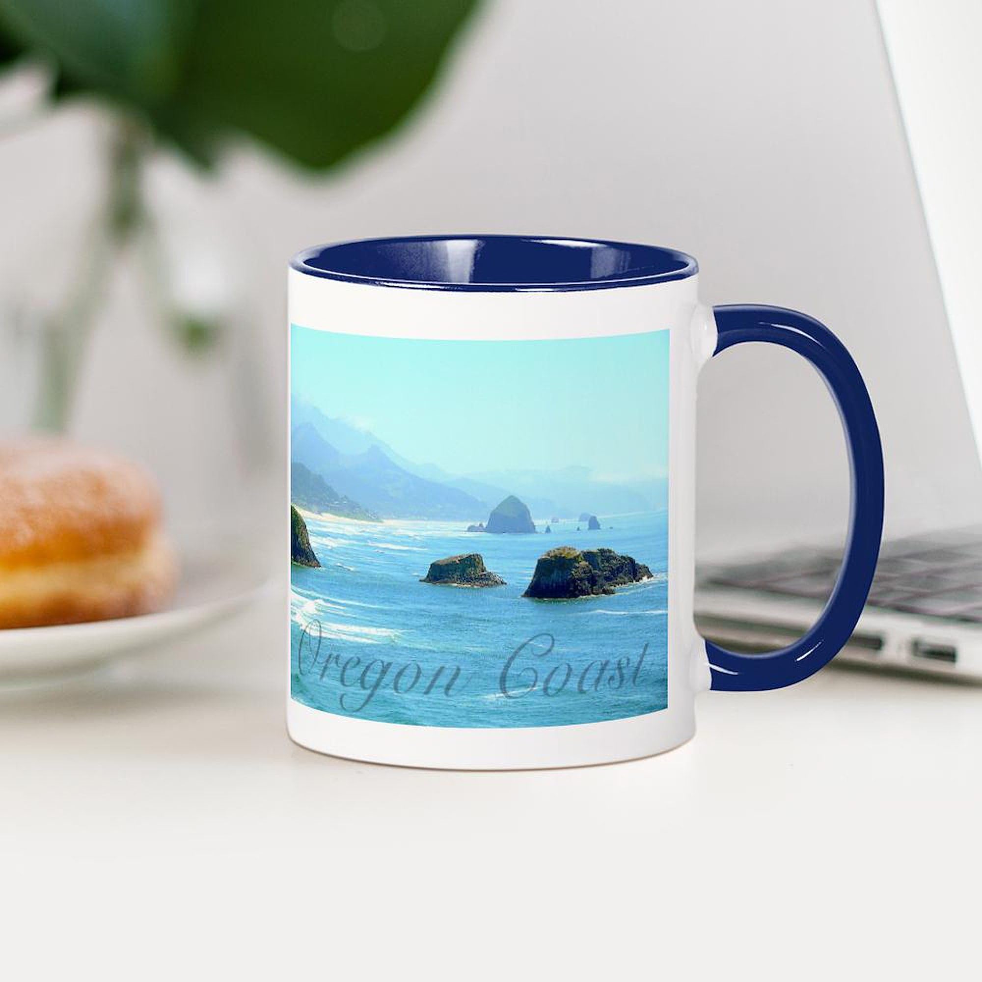 Oregon Coast Ceramic Coffee Mug 11 oz (325 ml) - Durable White Coffee Cup with Vibrant Printed Design - Perfect for Home, Office & Travel Use