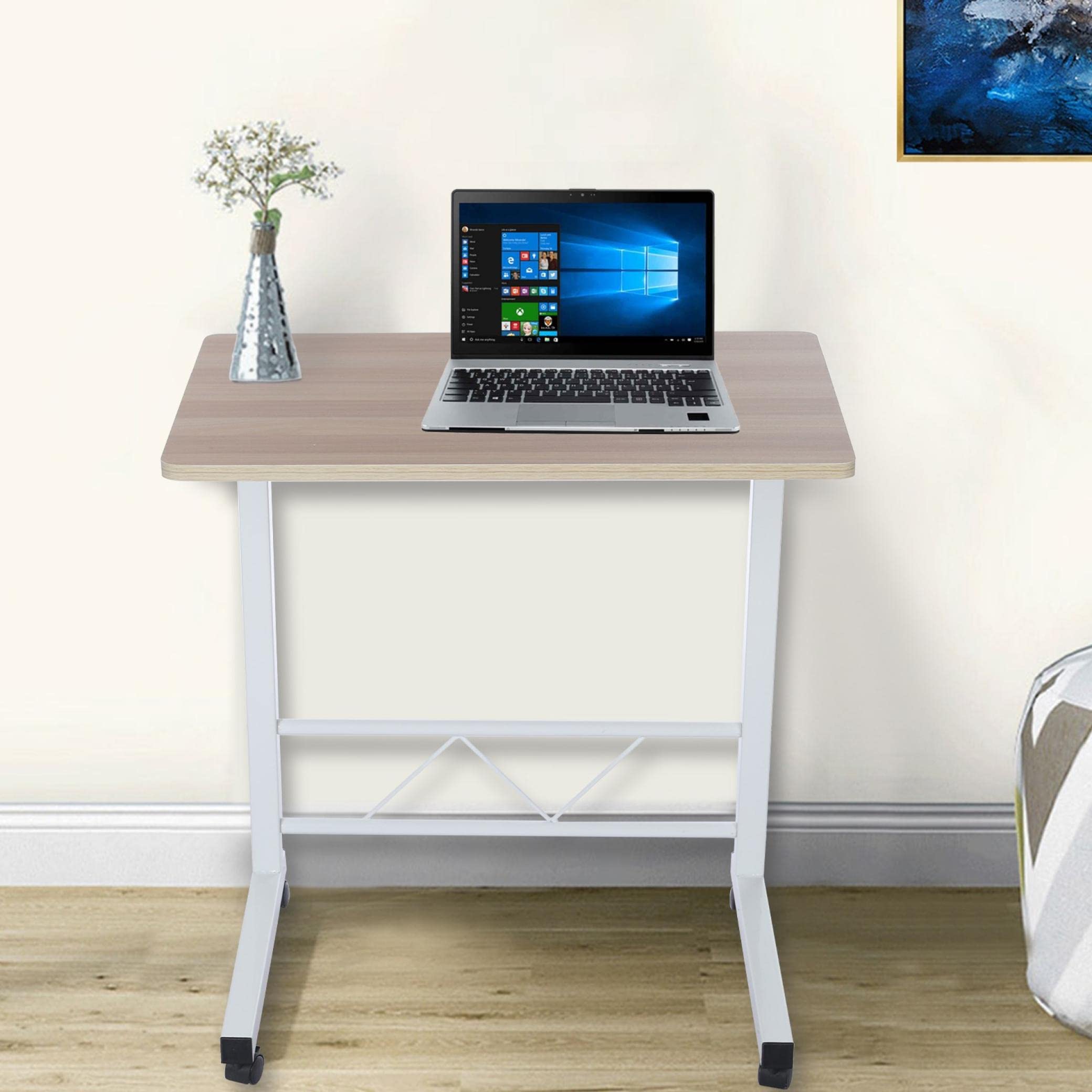 Adjustable Height Home Office Desk - Mobile Computer Desk with Wheels & Lift Mechanism for Bedroom, Study, or Workspace - Perfect for Remote Work & Small Spaces