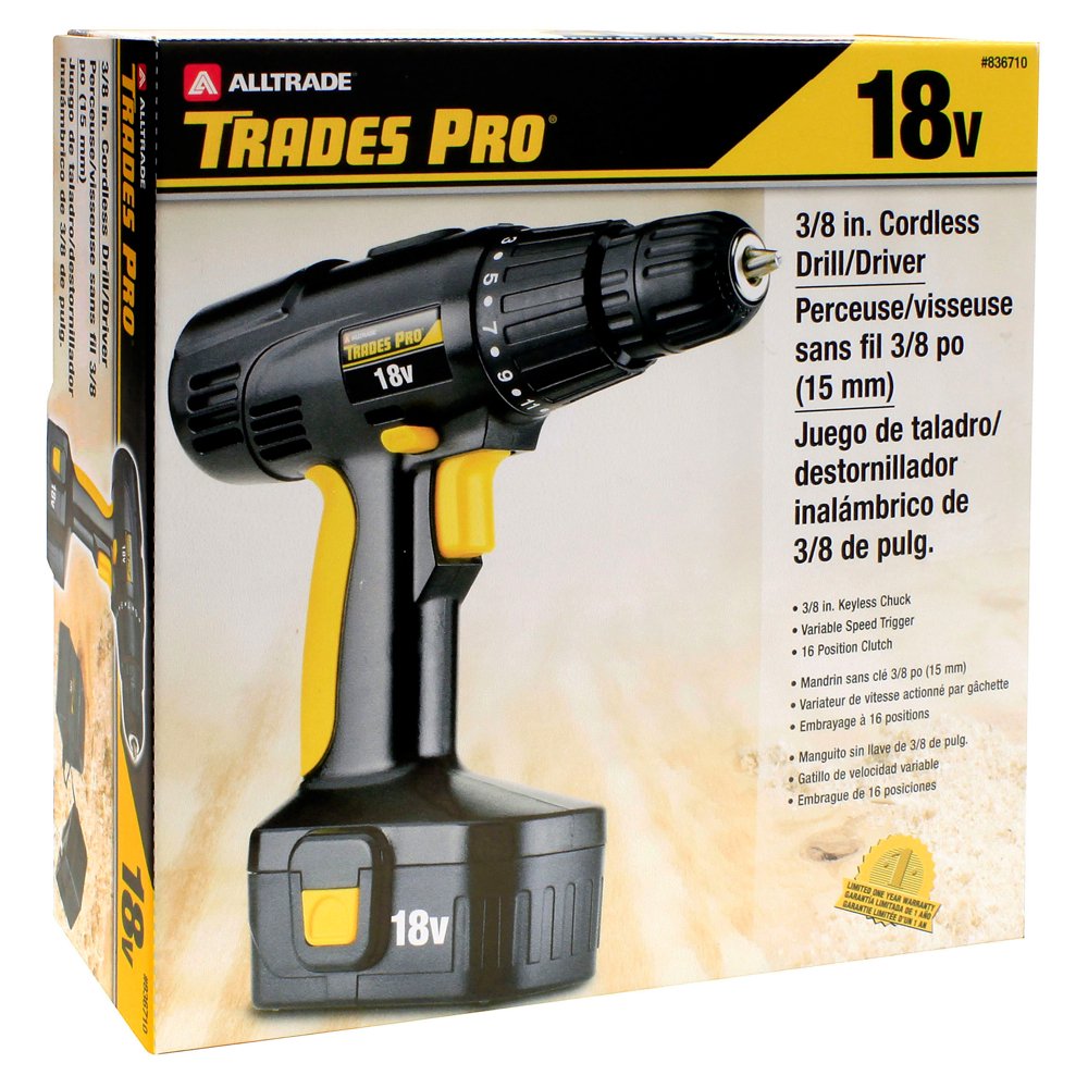 18V Cordless Drill - Powerful & Lightweight Electric Screwdriver for Home DIY, Woodworking, and Construction Projects | Rechargeable Battery Included