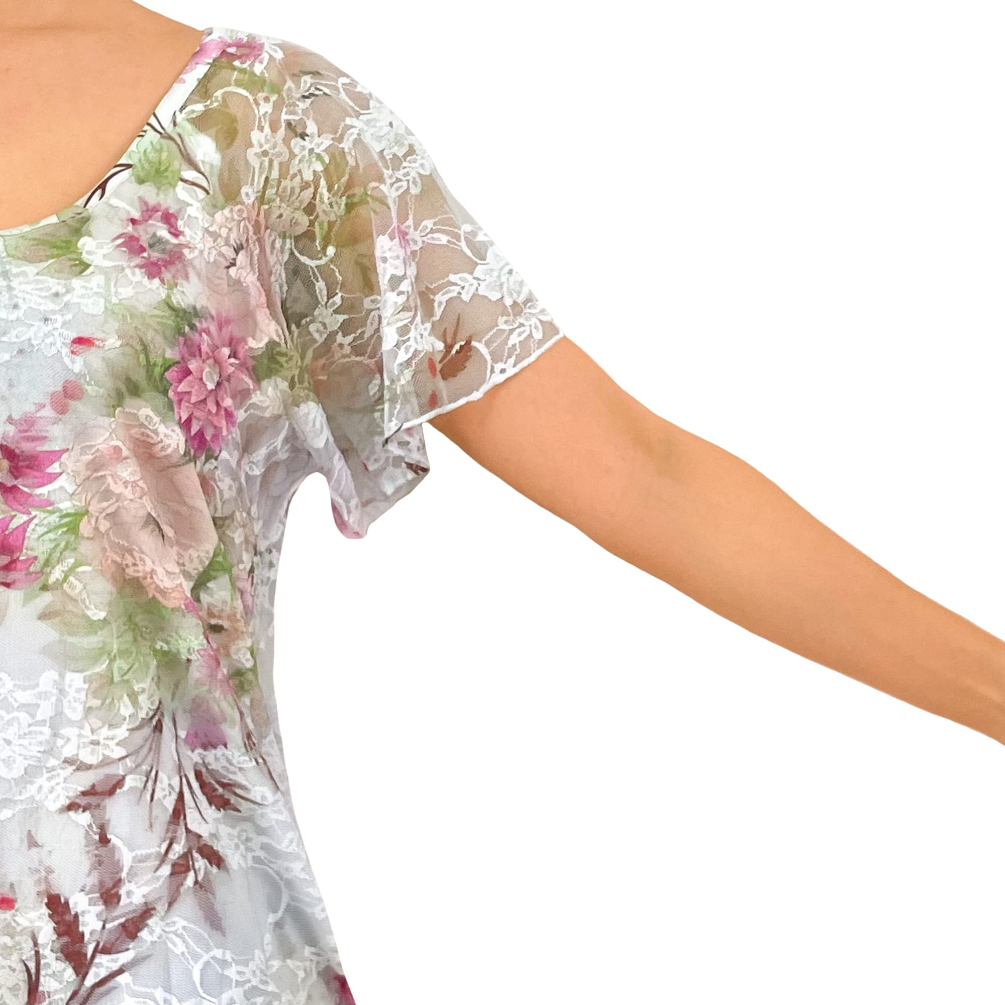 Black Lace Floral Tunic Blouse for Women - Elegant Office Wear