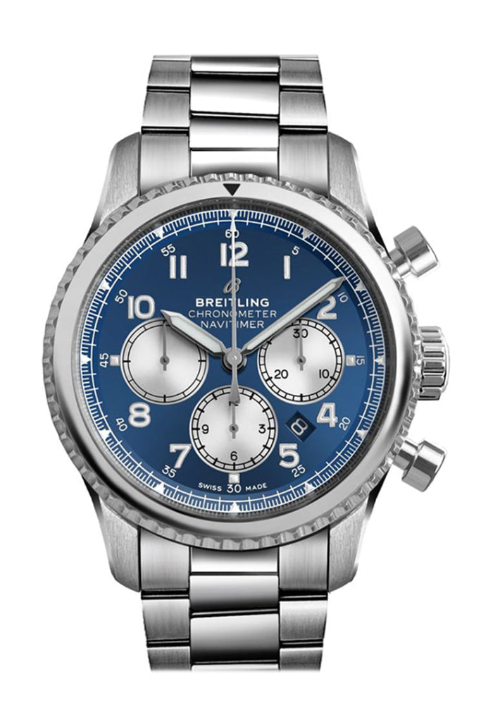 Breitling Navitimer Chronograph Watch - Blue Dial, Stainless Steel Case, AB0117131 C1A1 - Perfect for Aviation Enthusiasts & Luxury Watch Collectors