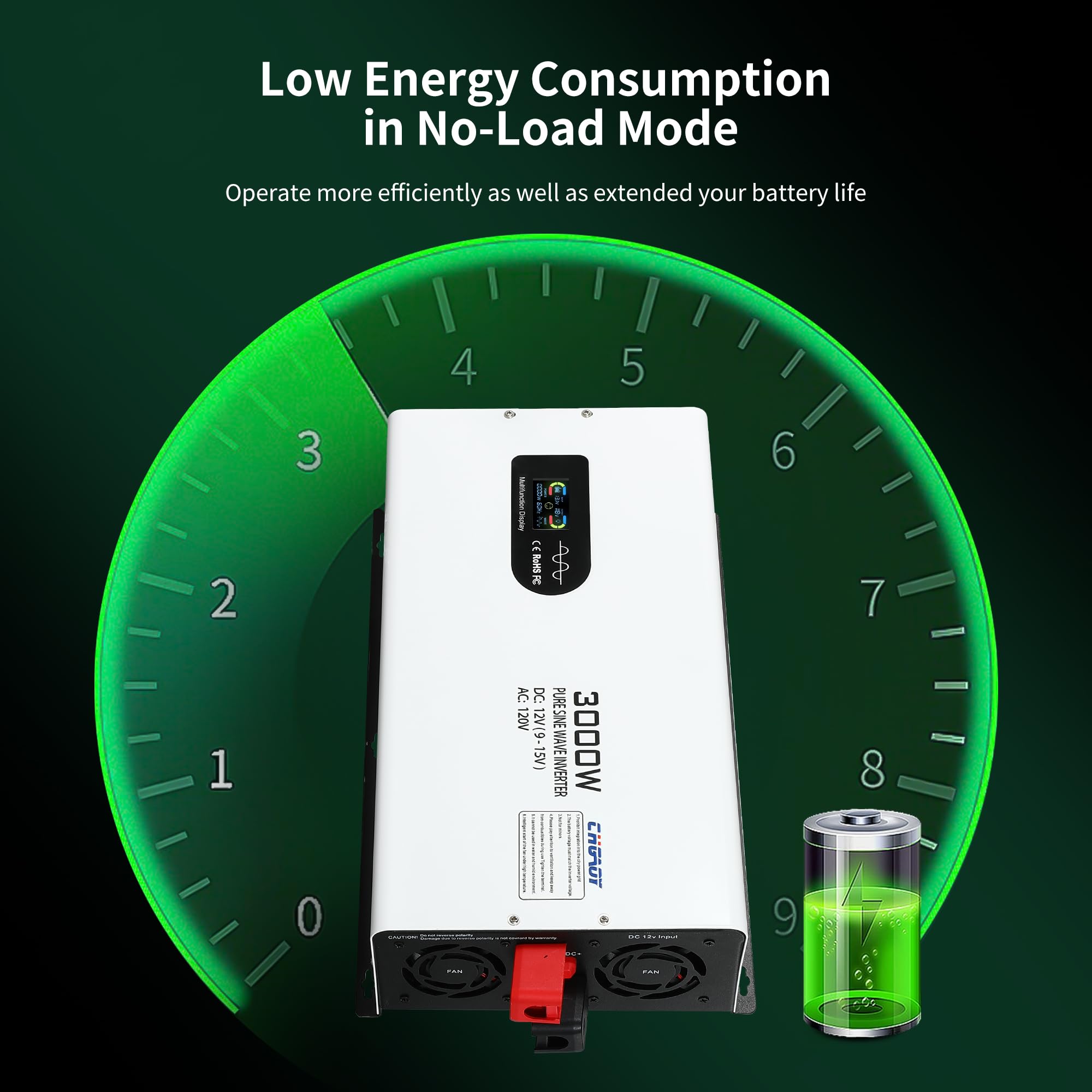 3000W Pure Sine Wave Power Inverter 12V DC to 120V AC with LCD Display & Remote - Car, RV, Truck, Home, Camping, Travel - USB Port for Charging Devices on the Go