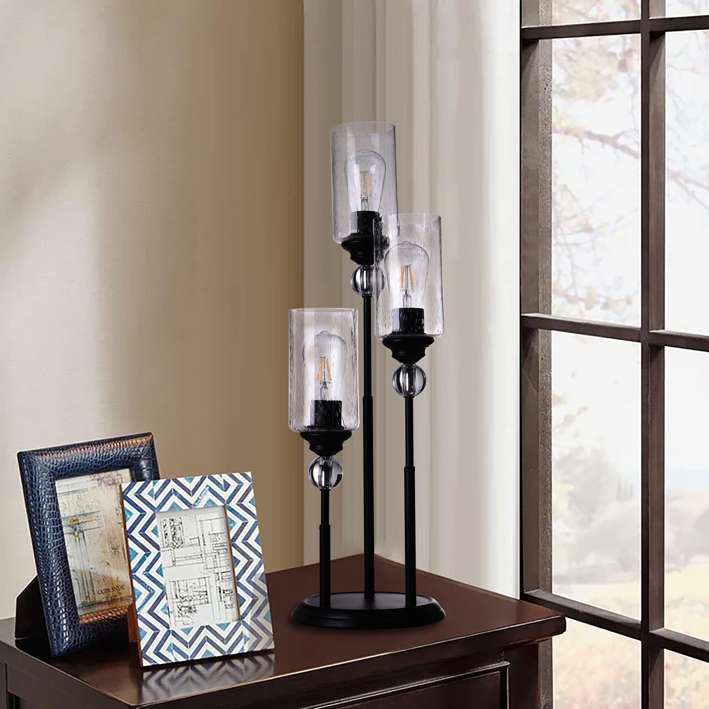 TOCHIC 3-Light Modern Table Lamp with Glass Shade - 28.8