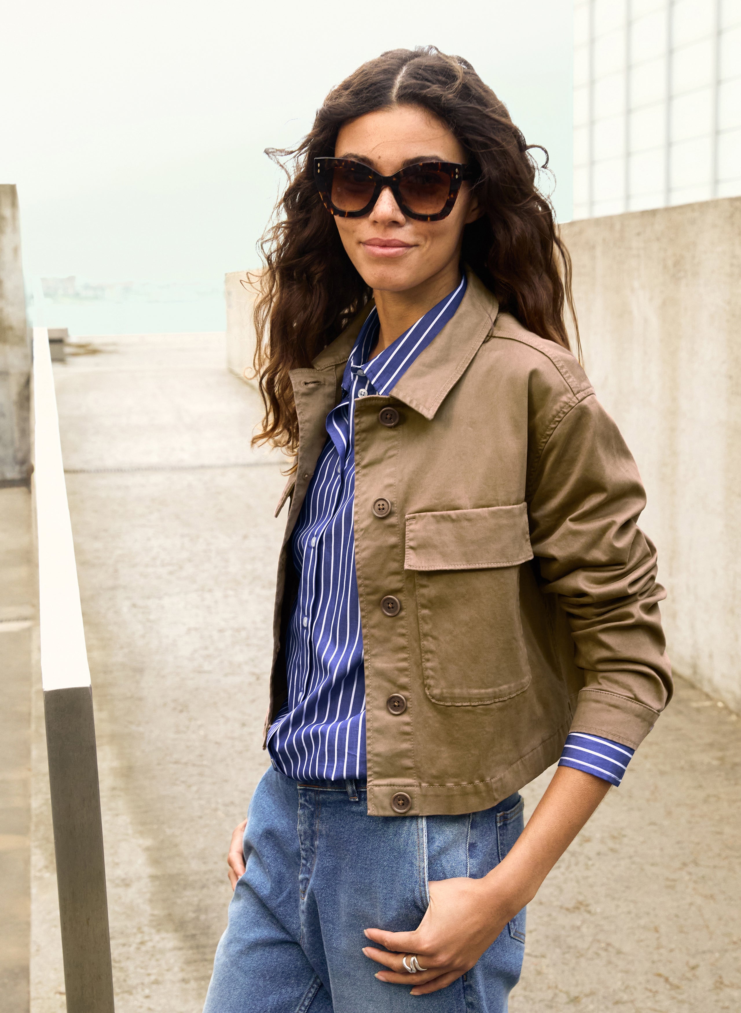 Nata Organic Cotton Cropped Jacket - Women's Lightweight Spring Outerwear for Casual Wear & Street Style Fashion