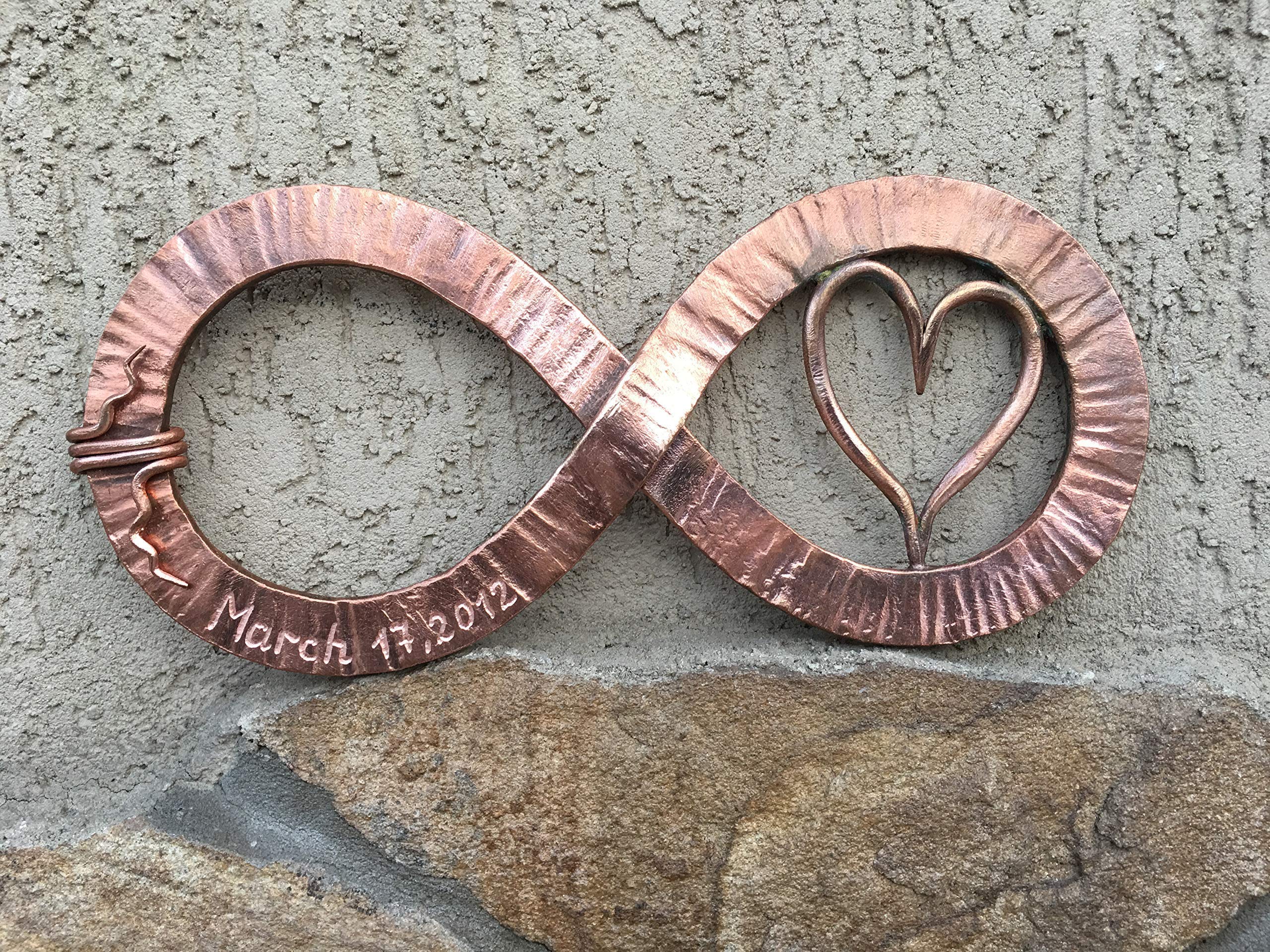 Copper Infinity Sign - Elegant 7th Anniversary Gift for Couples, Handmade Copper Decor for Home & Office, Unique Infinity Art for Wedding & Romantic Occasions